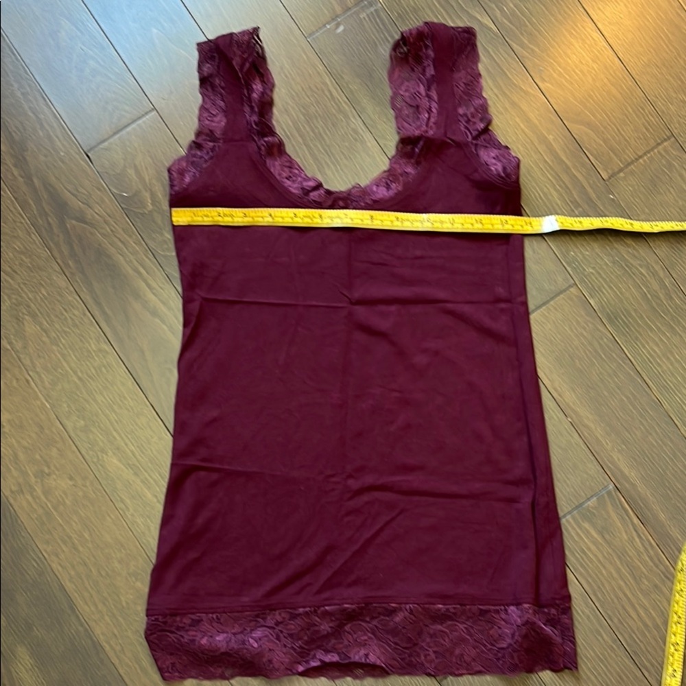 Maha Devi Design - Organic Burgundy Lace Trim Tank Top - size M